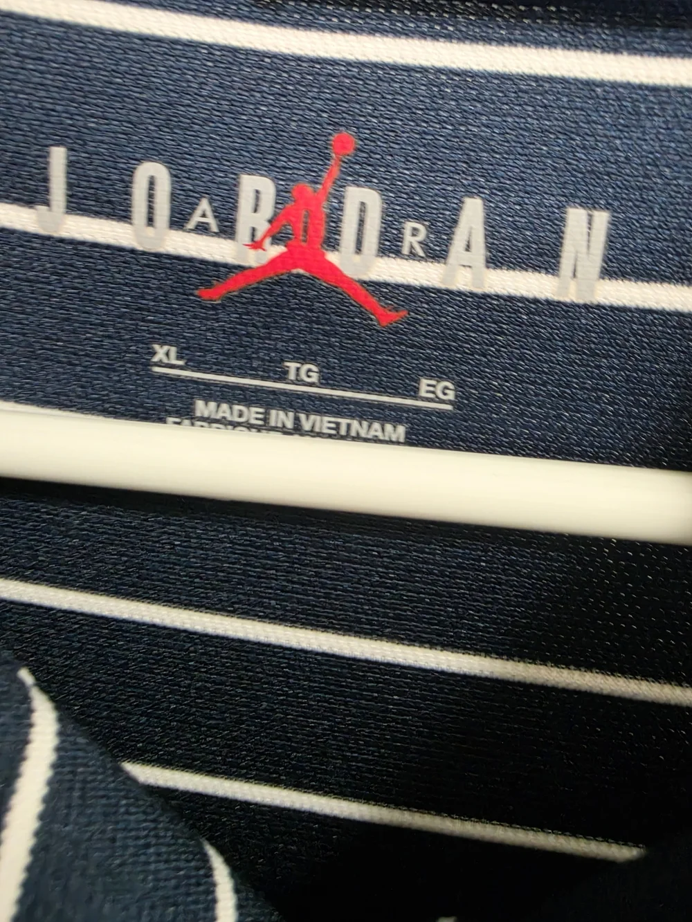 Mens Jordan Navy & White Striped Polo with Yellow Logos